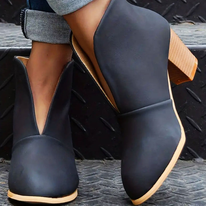 Vallova's MiaMore Open Slip-on Leather Boots