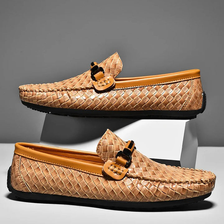 Vallova's Cairo Leather Croc Loafers