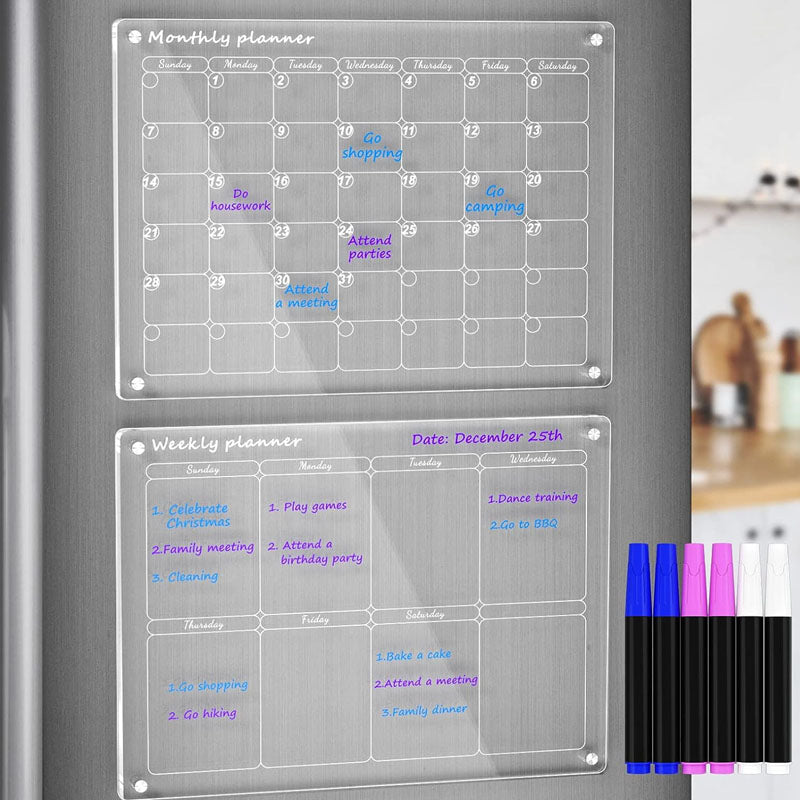 Vallova's Transparent Magnetic Organizing Calendar Board with Markers