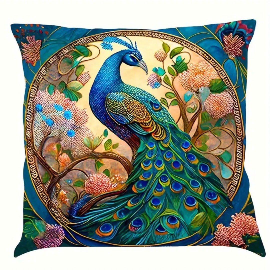 Vallova's FiorSense Peacock Linen Cushion Covers
