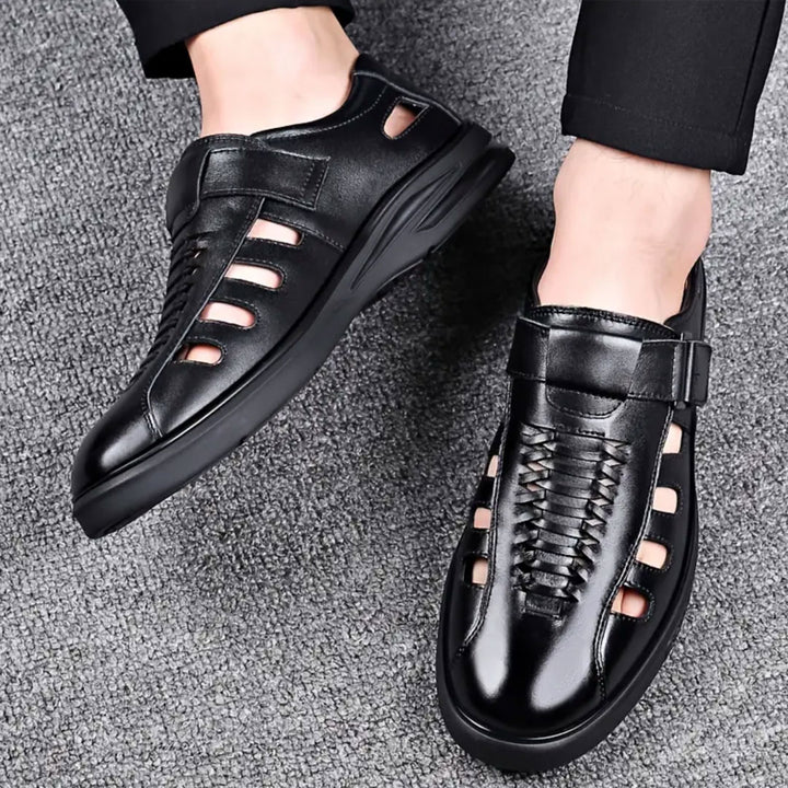 Vallova's ArcFlow Leather Sandal Sneakers with Height Boost