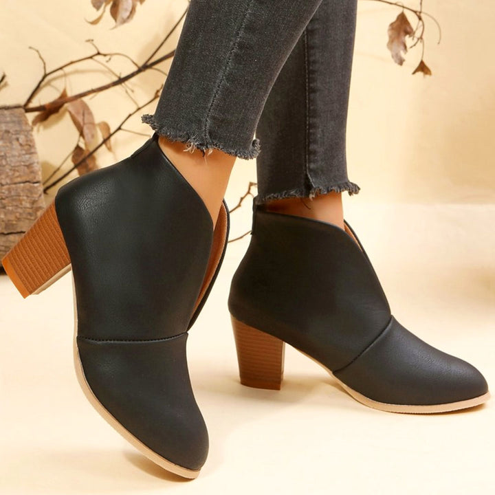 Vallova's MiaMore Open Slip-on Leather Boots