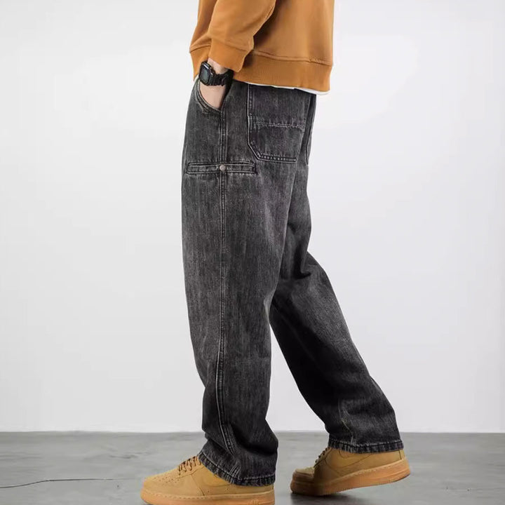 Vallova's WestFade Wide Straight Washed ComfortFiber Jeans