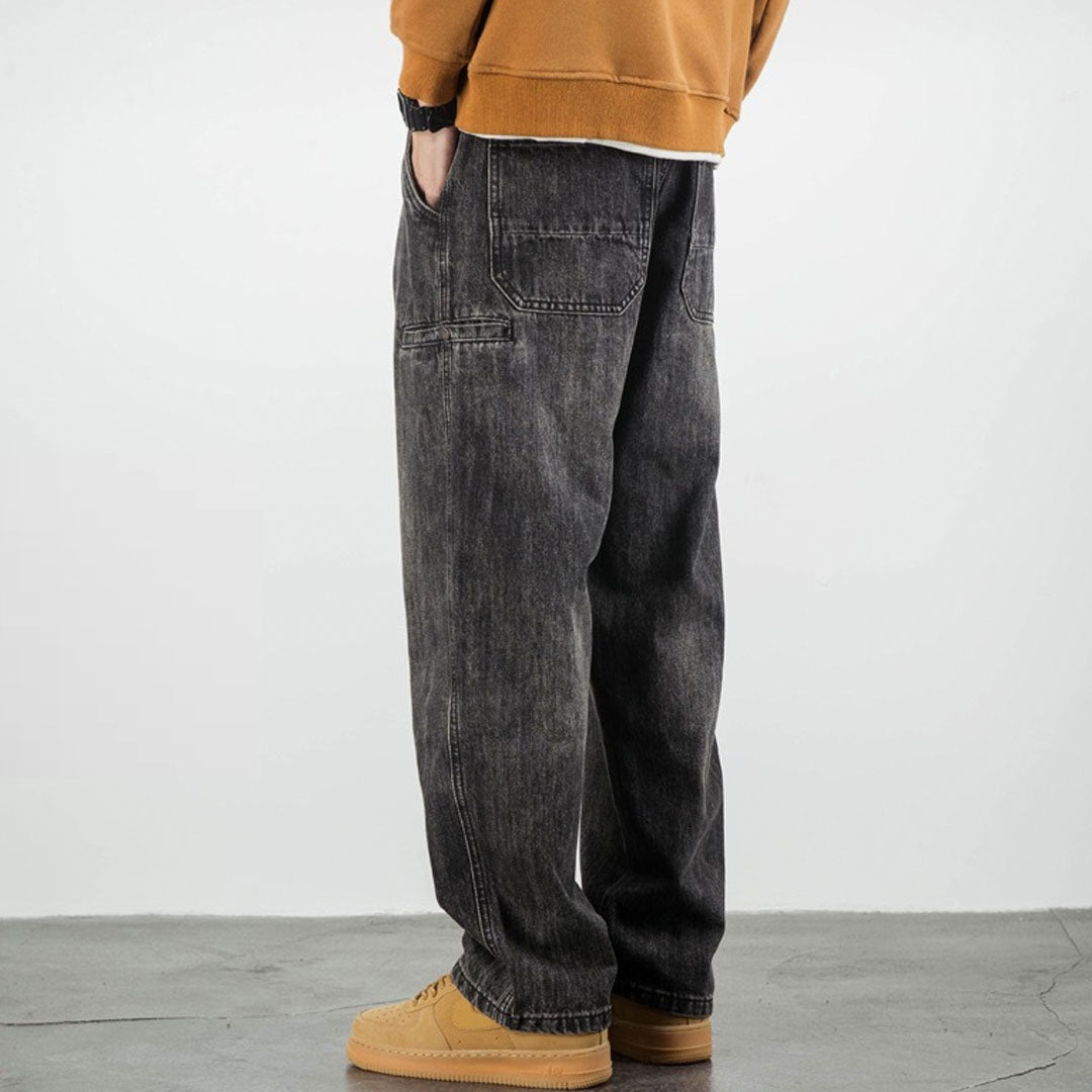 Vallova's WestFade Wide Straight Washed ComfortFiber Jeans